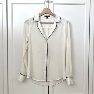 Express White Button up shirt with Black Trim